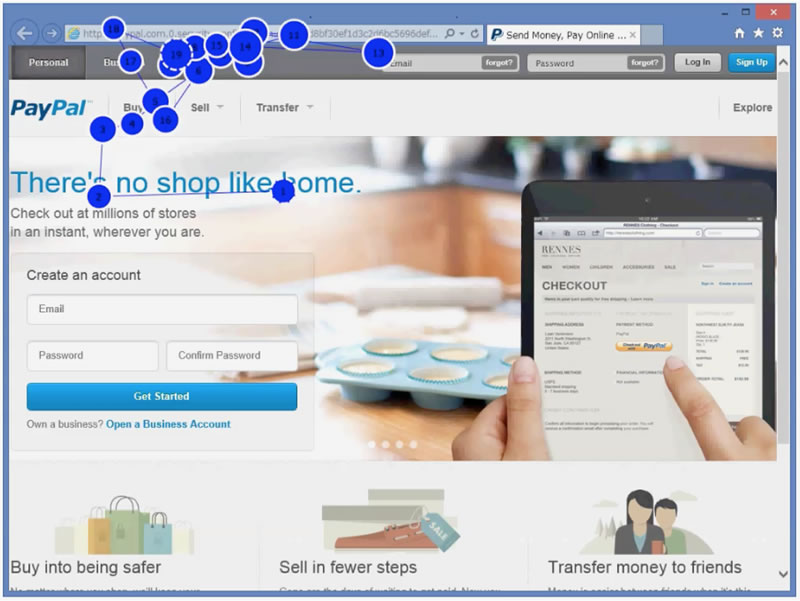 図1:利用者の視線を追跡し、フィッシング被害を抑止